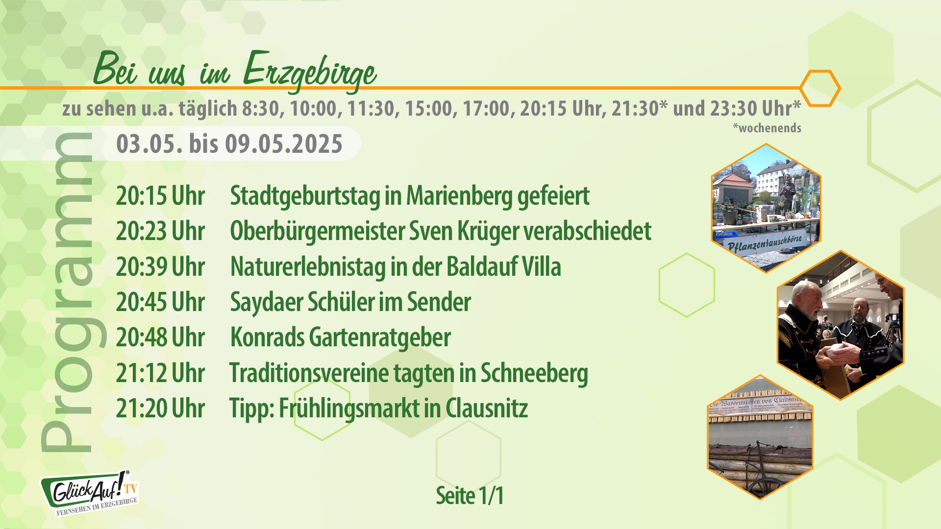 Bei uns im Erzgebirge für die Woche vom 03.05. bis 09.05.2025 Bei uns im Erzgebirge für die Woche vom 03.05. bis 09.05.2025